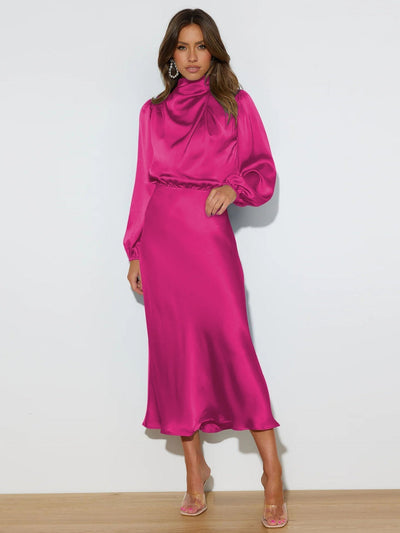 Isabella | Sophisticated Satin Midi Dress