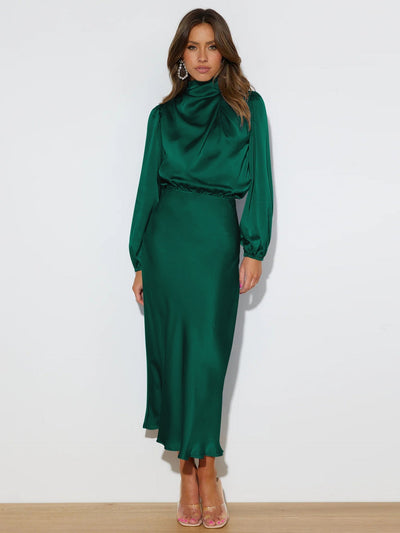 Isabella | Sophisticated Satin Midi Dress