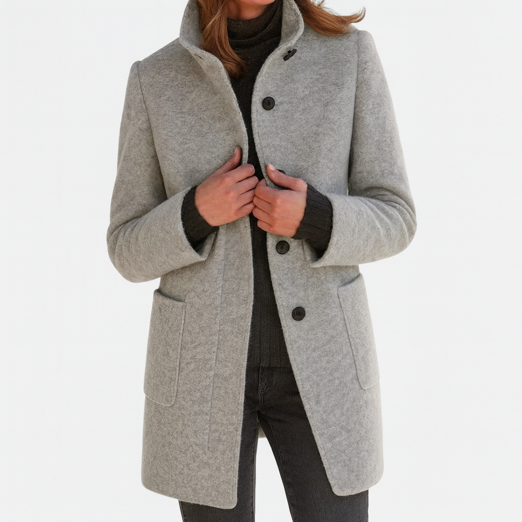 LIDIA | Jacket with a High Collar Made of Wool Blend