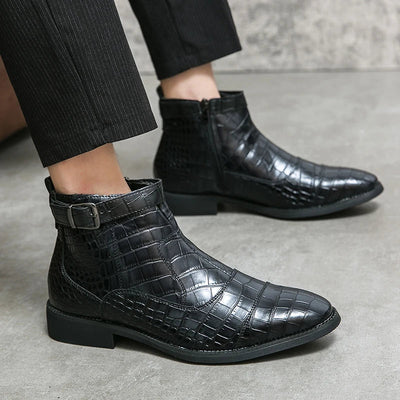 Dylan | Synthetic Leather Ankle Boots with Buckle